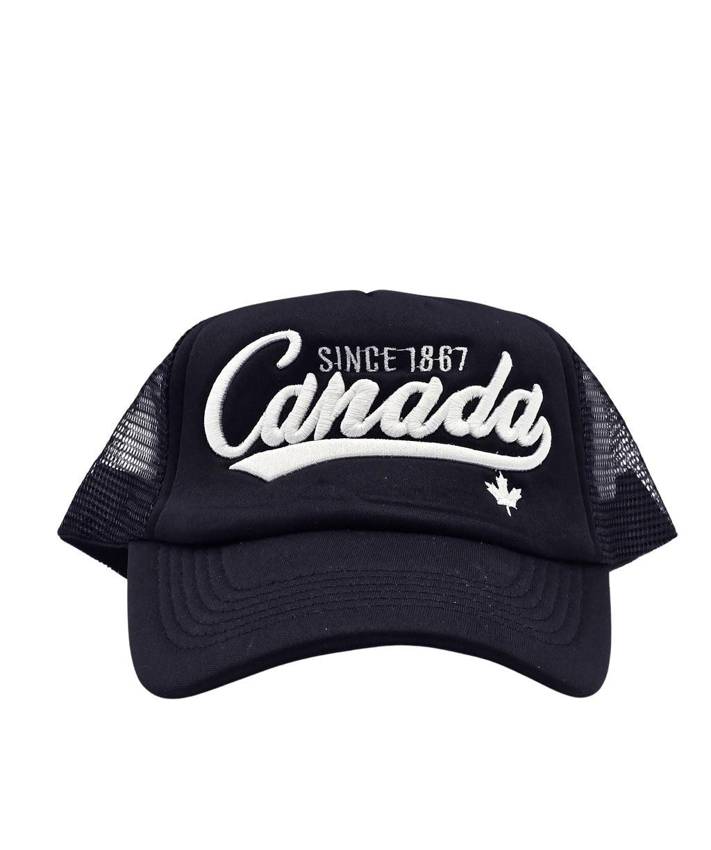 CANADA EMBROIDERED LOGO FOAM TRUCKER SNAPBACK CAP (BLACK)