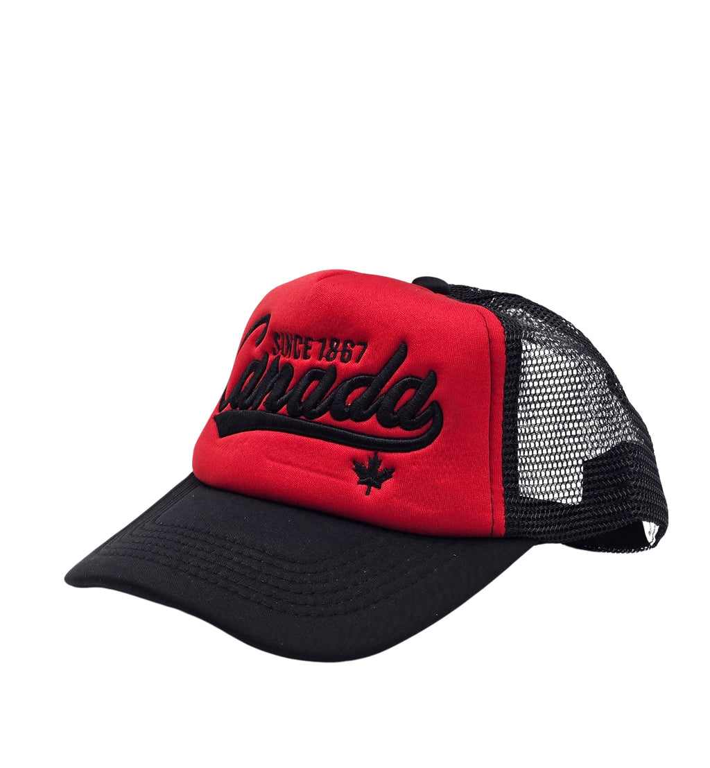 CANADA EMBROIDERED LOGO FOAM TRUCKER SNAPBACK CAP (RED)