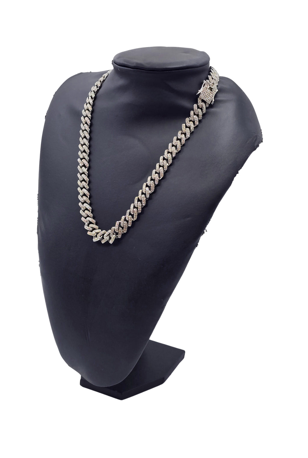 12MM ICED OUT SILVER CUBAN CHAINS (22 INCH)