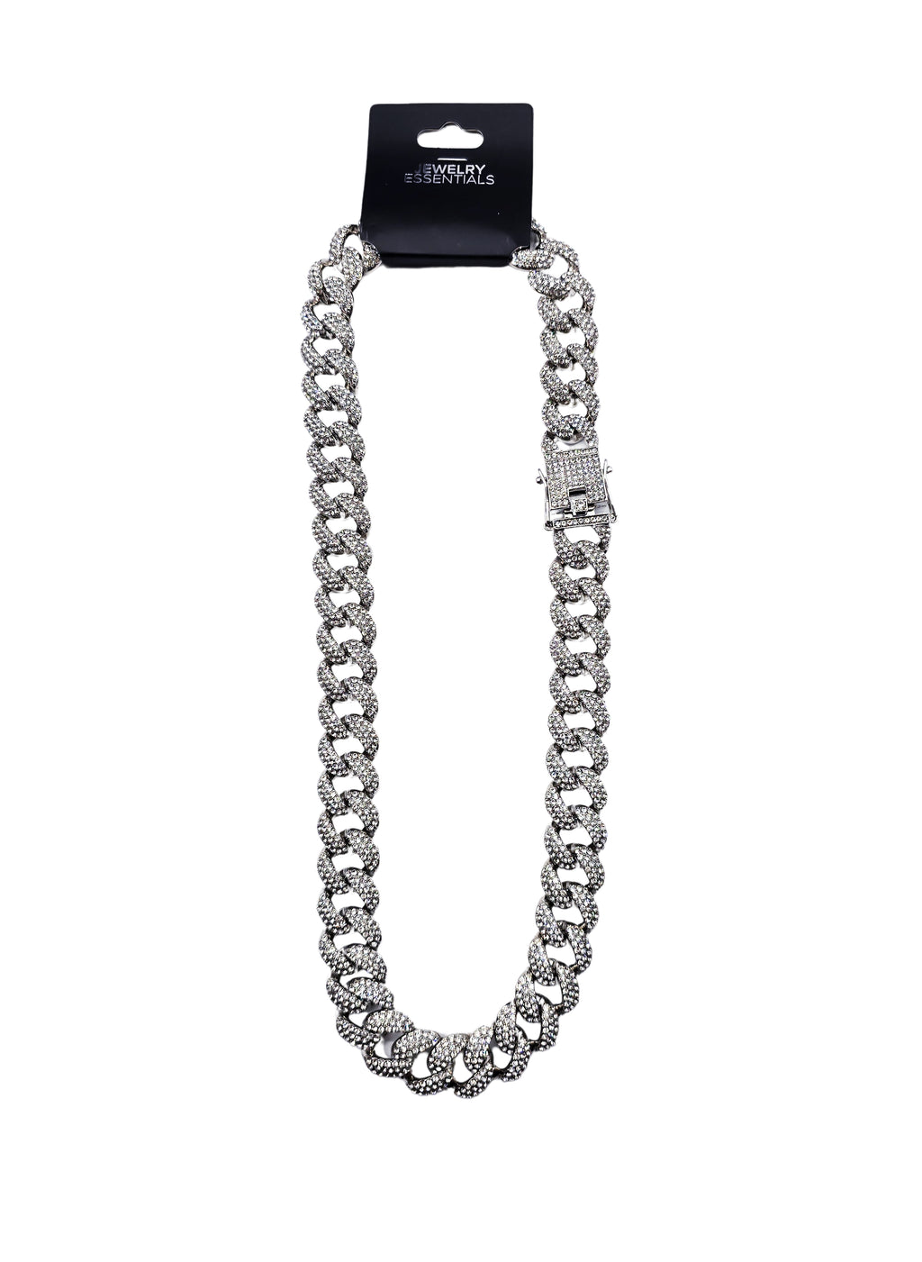 18MM ICED OUT SILVER CUBAN CHAINS (22 INCH)