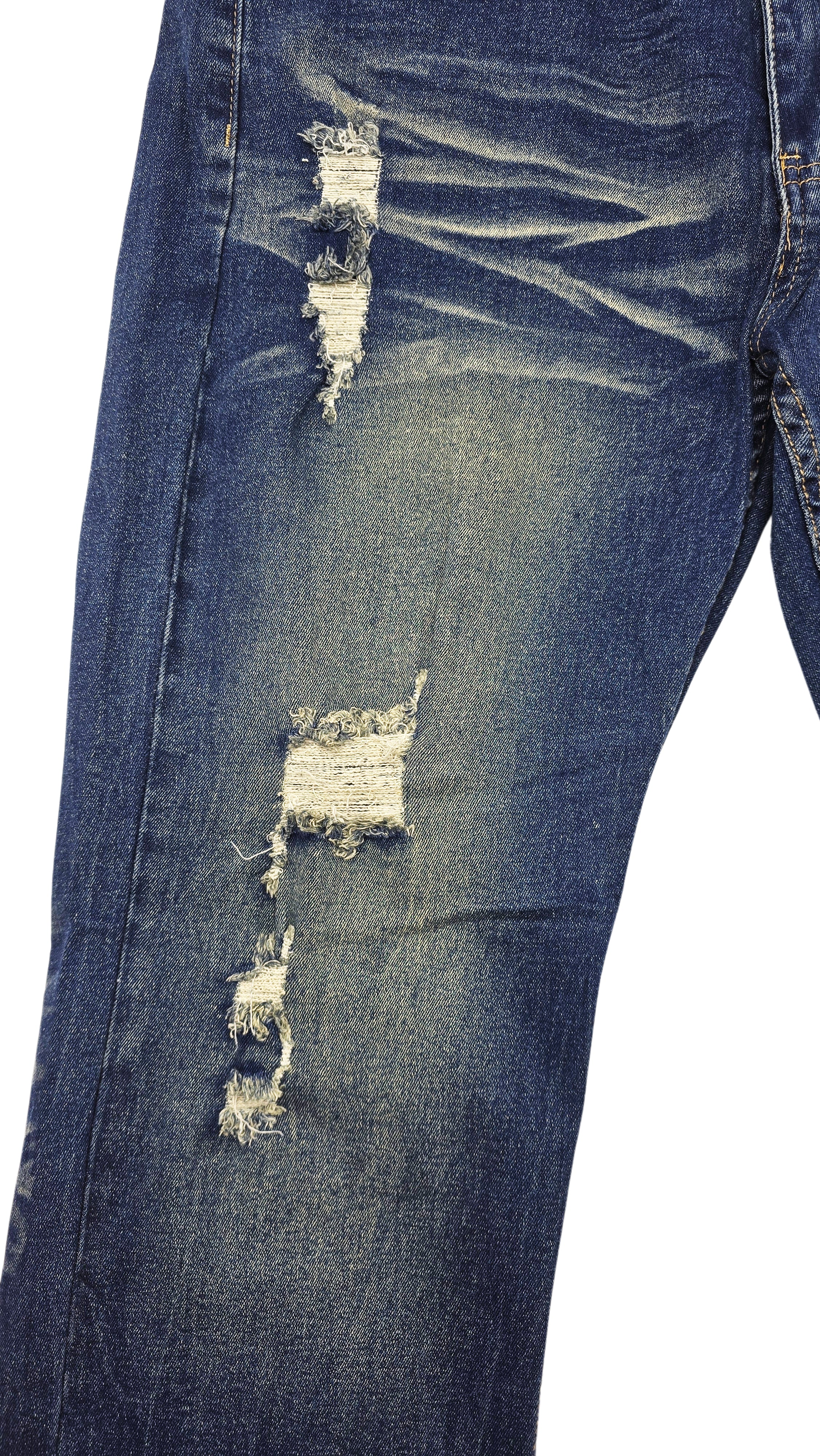 SWITCH REMARKABLE MEN'S STRAIGHT FIT RIPPED DENIM JEANS (DARK INDIGO)