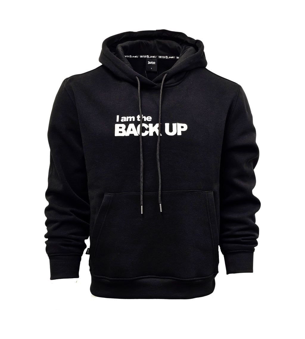 SWITCH REMARKABLE MEN'S PU PATCHED BACK UP HOODIE (BLACK)