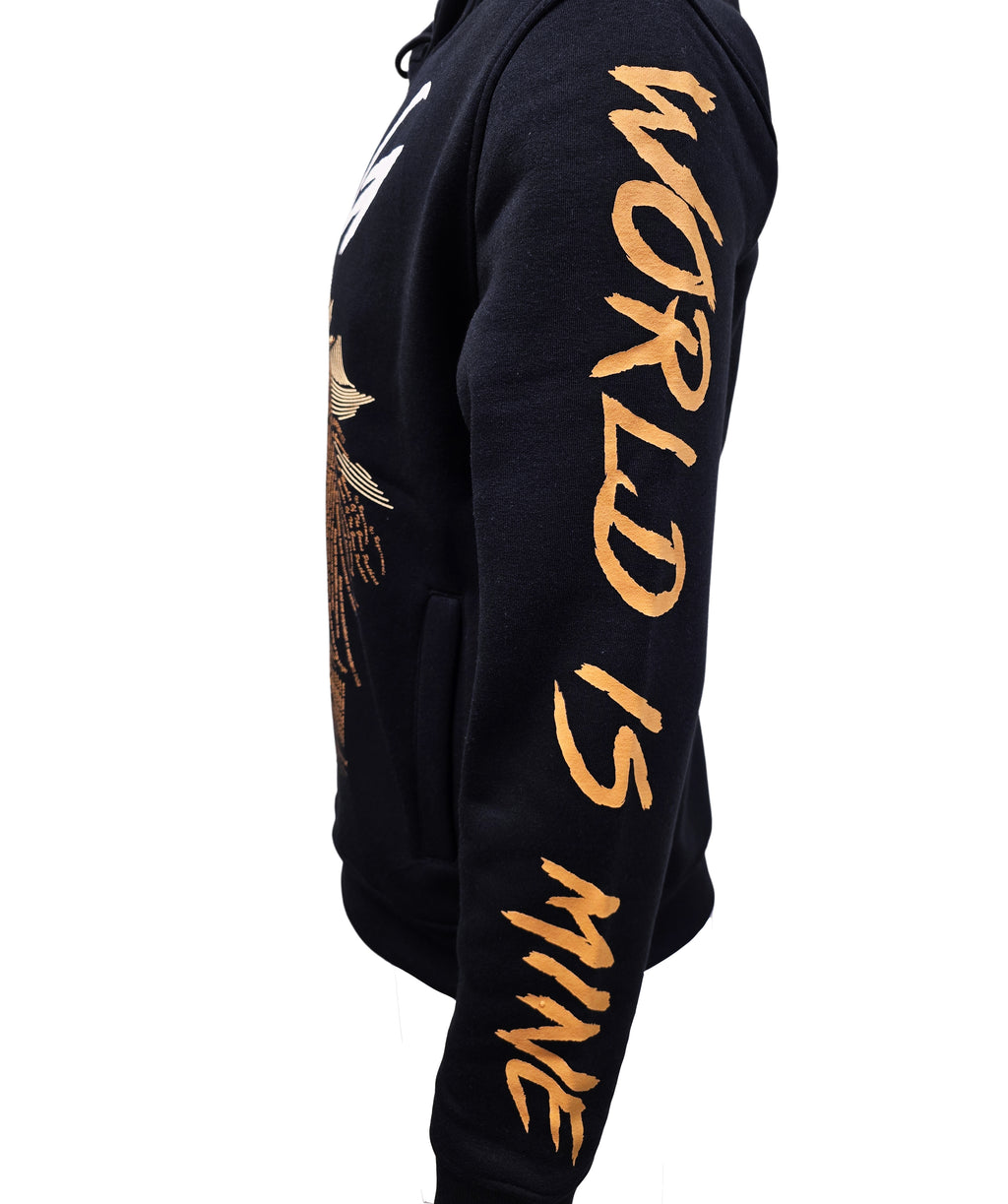 SWITCH REMARKABLE MEN'S LION PRINT KING HOODIE (BLACK)