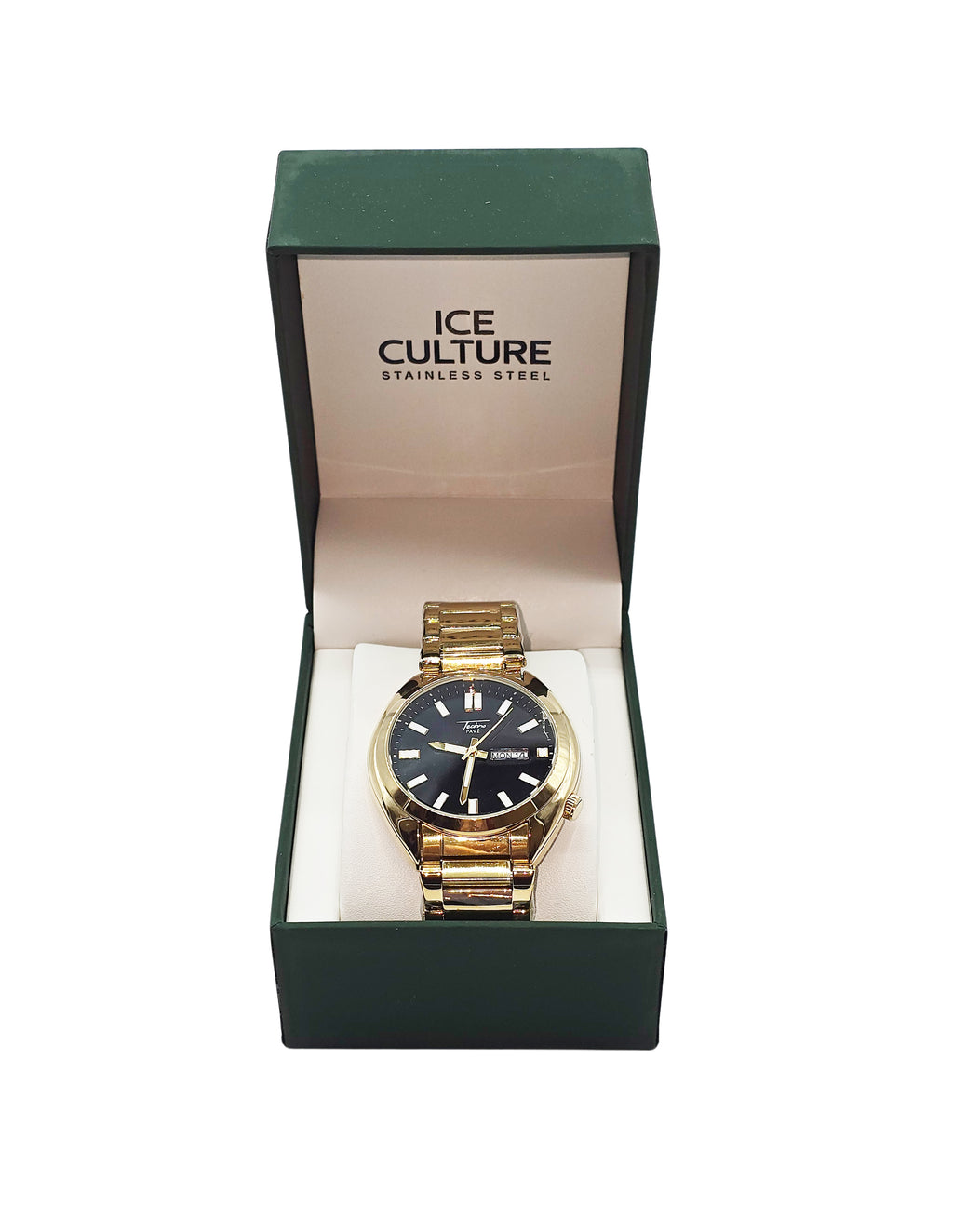 TECNO PAVE STAINLESS STEEL GOLD WATCH