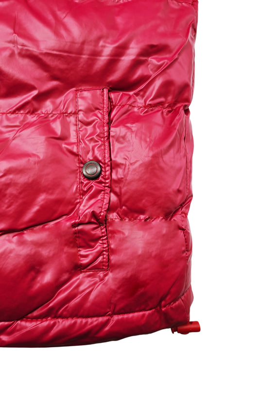 THE IMAGE MEN'S PU LEATHER W/ INNER FLEECE LINING VEST (DARK RED)