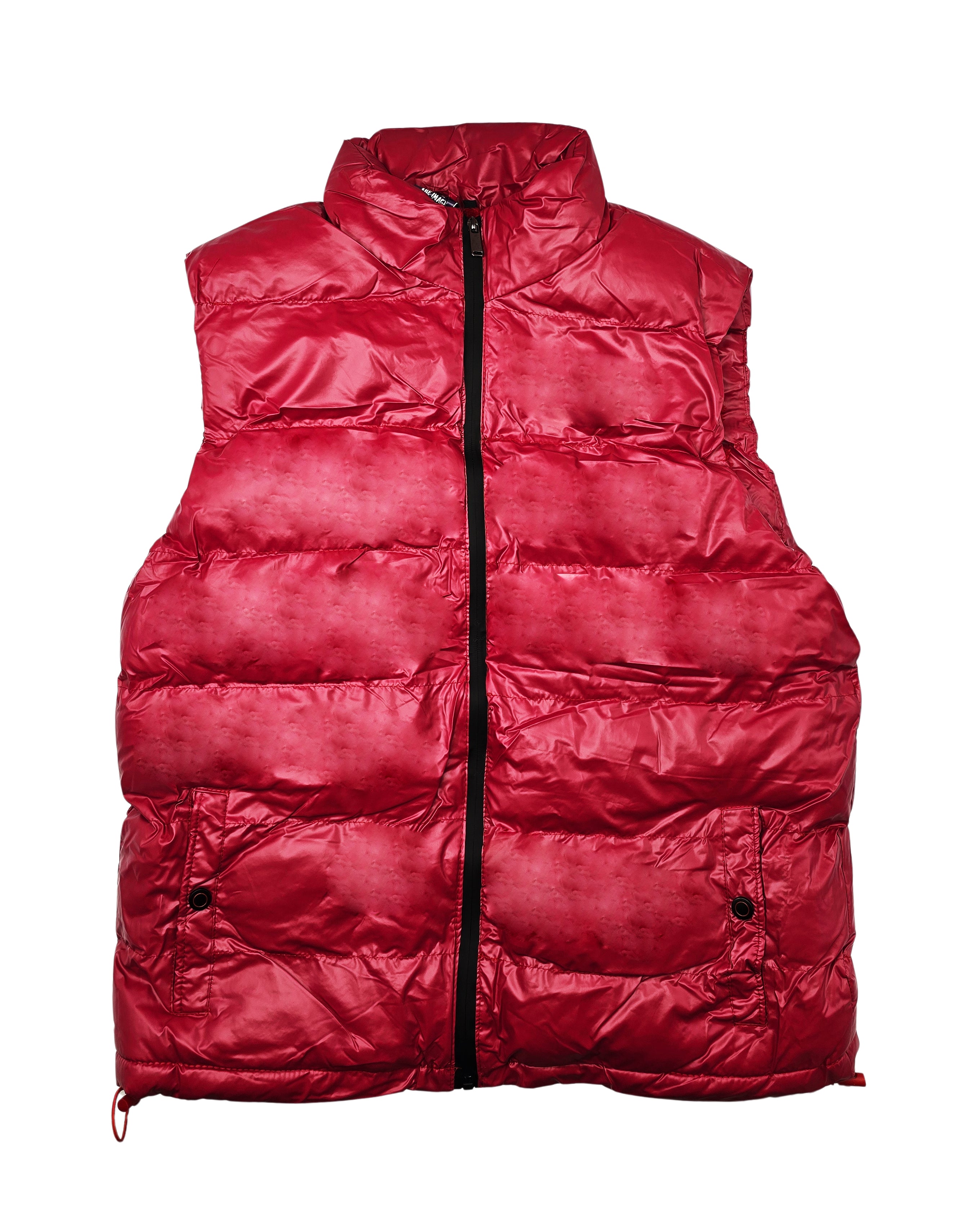 THE IMAGE MEN'S PU LEATHER W/ INNER FLEECE LINING VEST (DARK RED)