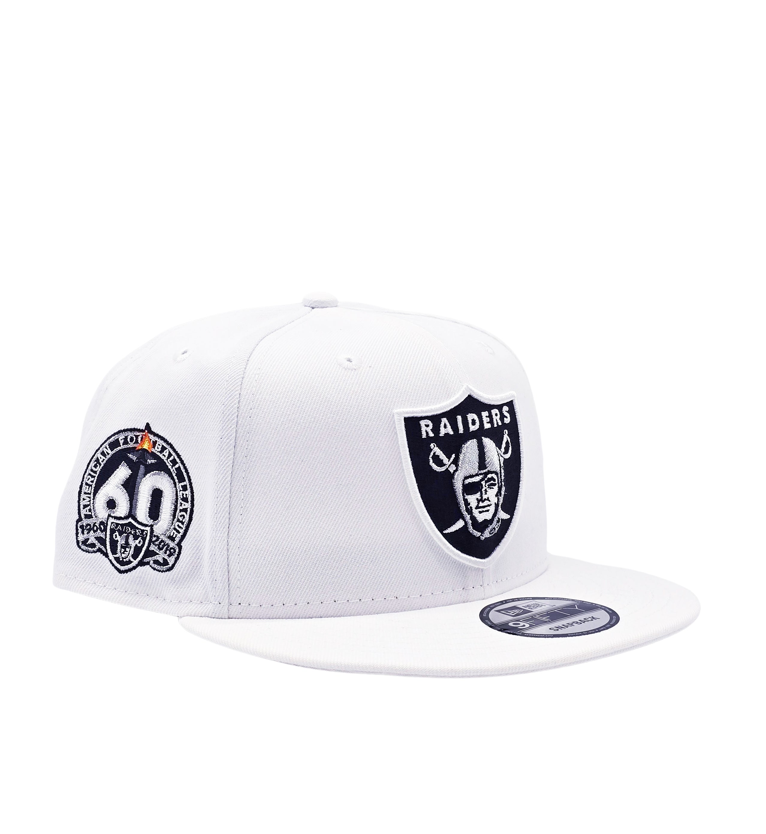 NEW ERA MEN'S 9FIFTY AMERICAN FOOTBALL LEAGUE 60TH ANNIVERSARY LAS VEGAS RAIDERS WHITE SNAPBACK HAT