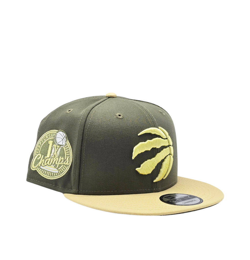 NEW ERA 9FIFTY NBA TORONTO RAPTORS 1X CHAMPS OLIVE SNAPBACK HAT