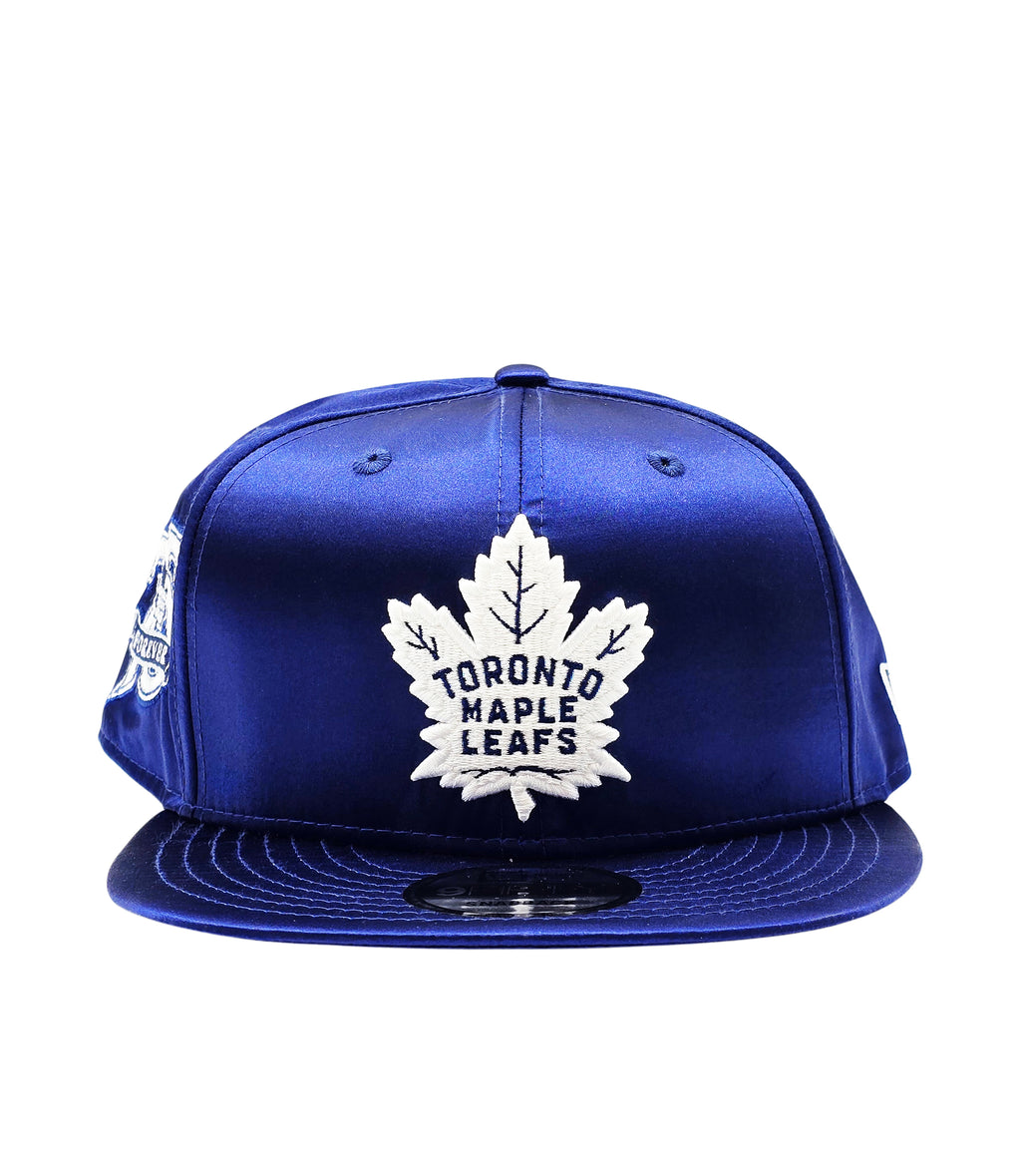 NEW ERA 9FIFTY NHL 75 FOREVER TORONTO MAPLE LEAFS DARK ROYAL BLUE SATIN SNAPBACK HAT