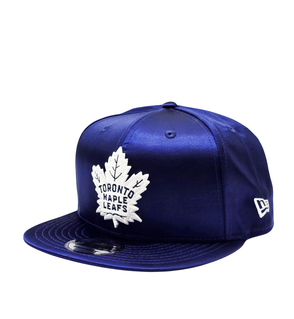 NEW ERA 9FIFTY NHL 75 FOREVER TORONTO MAPLE LEAFS DARK ROYAL BLUE SATIN SNAPBACK HAT