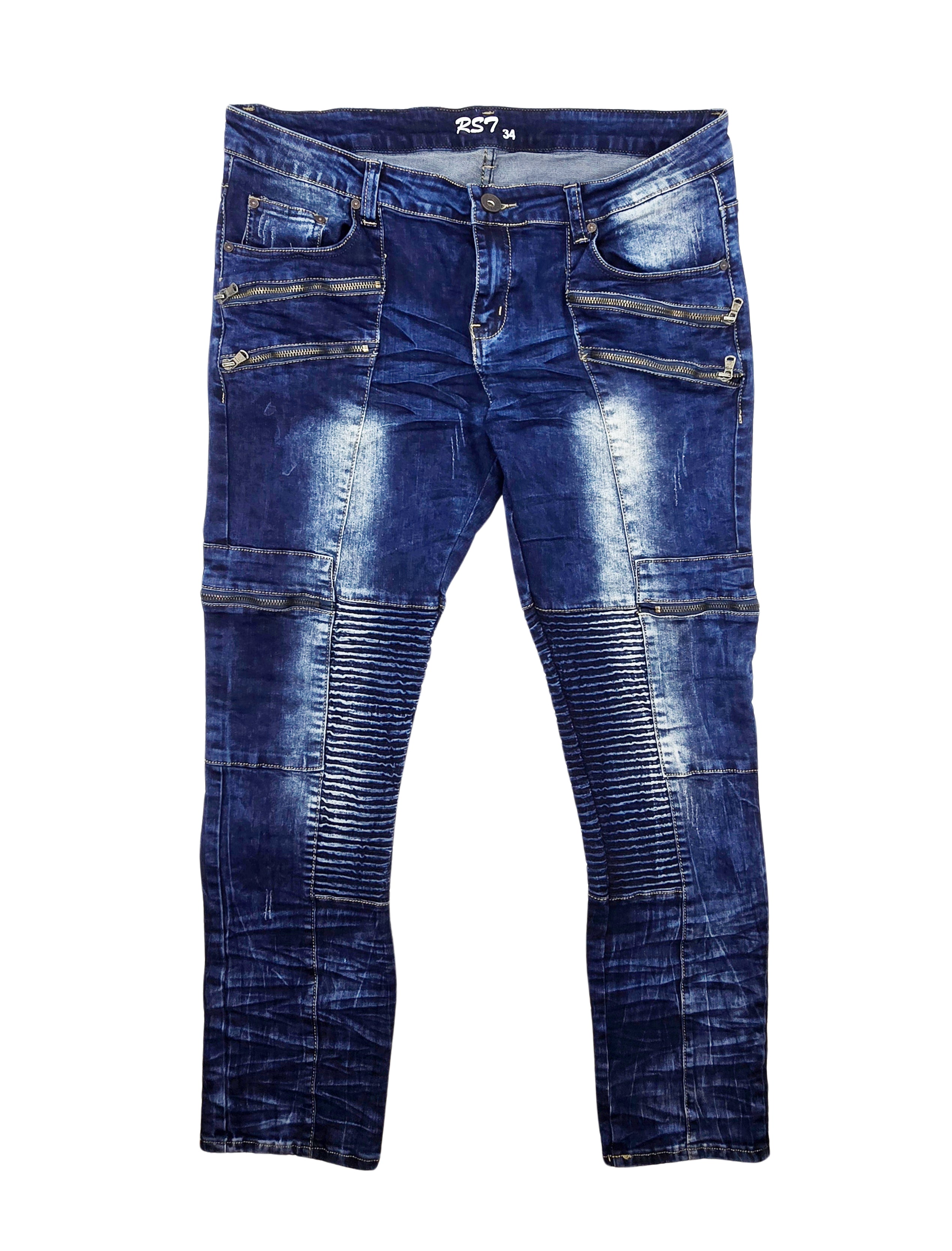 MEN'S WAIST SIZE 34 JEANS/PANTS UPTO 70% OFF (FINAL SALE CLEARANCE) 34X32 RIPPED SLIM FIT NAVY BLUE
