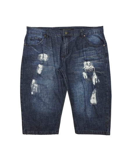 MEN'S SIZE X-LARGE (WAIST 38-40) CLEARANCE SHORTS (FINAL SALE CLEARANCE) SIZE 38 RIPPED DENIM BLUE