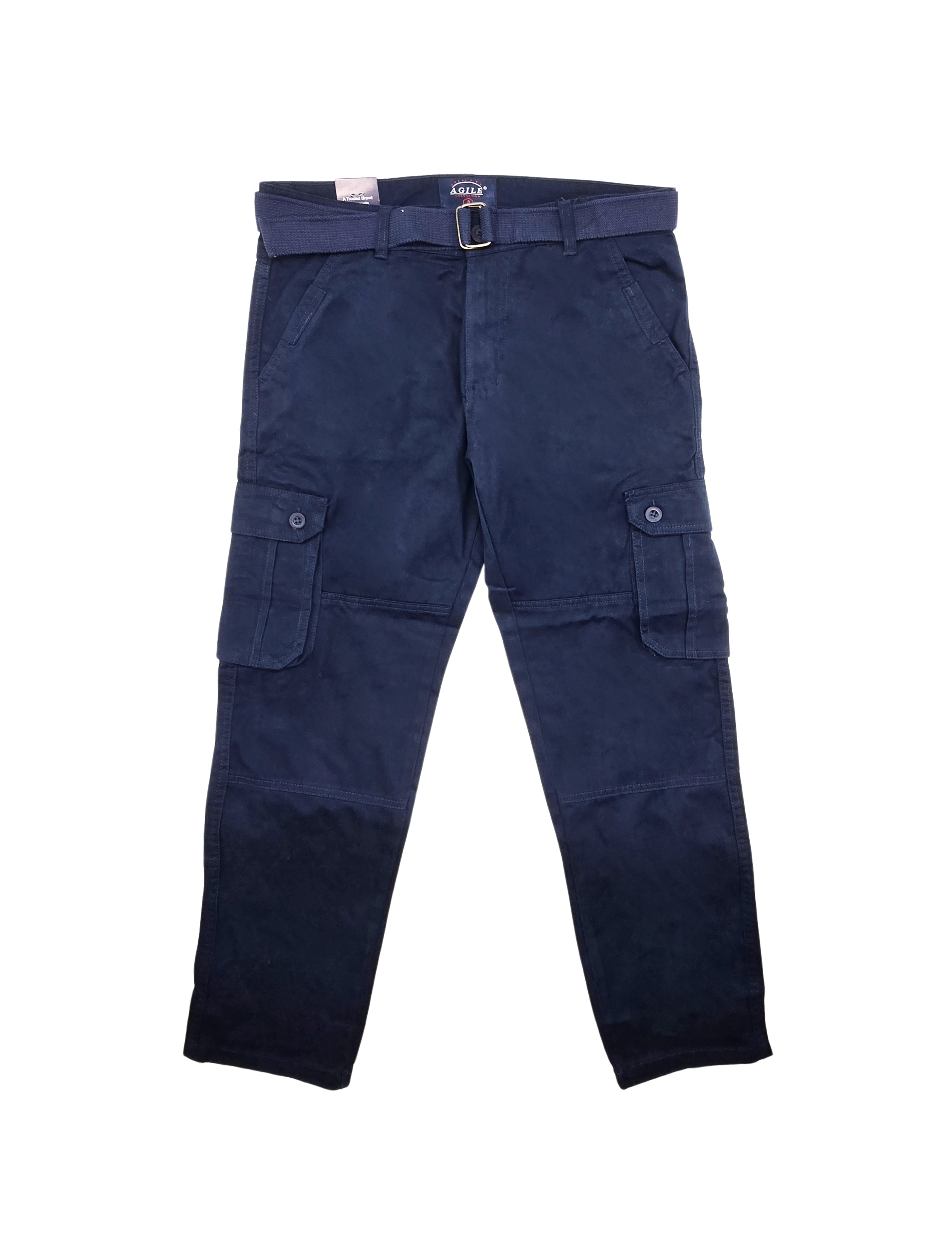 AGILE MEN'S CARGO PANTS W/ BELT (NAVY)