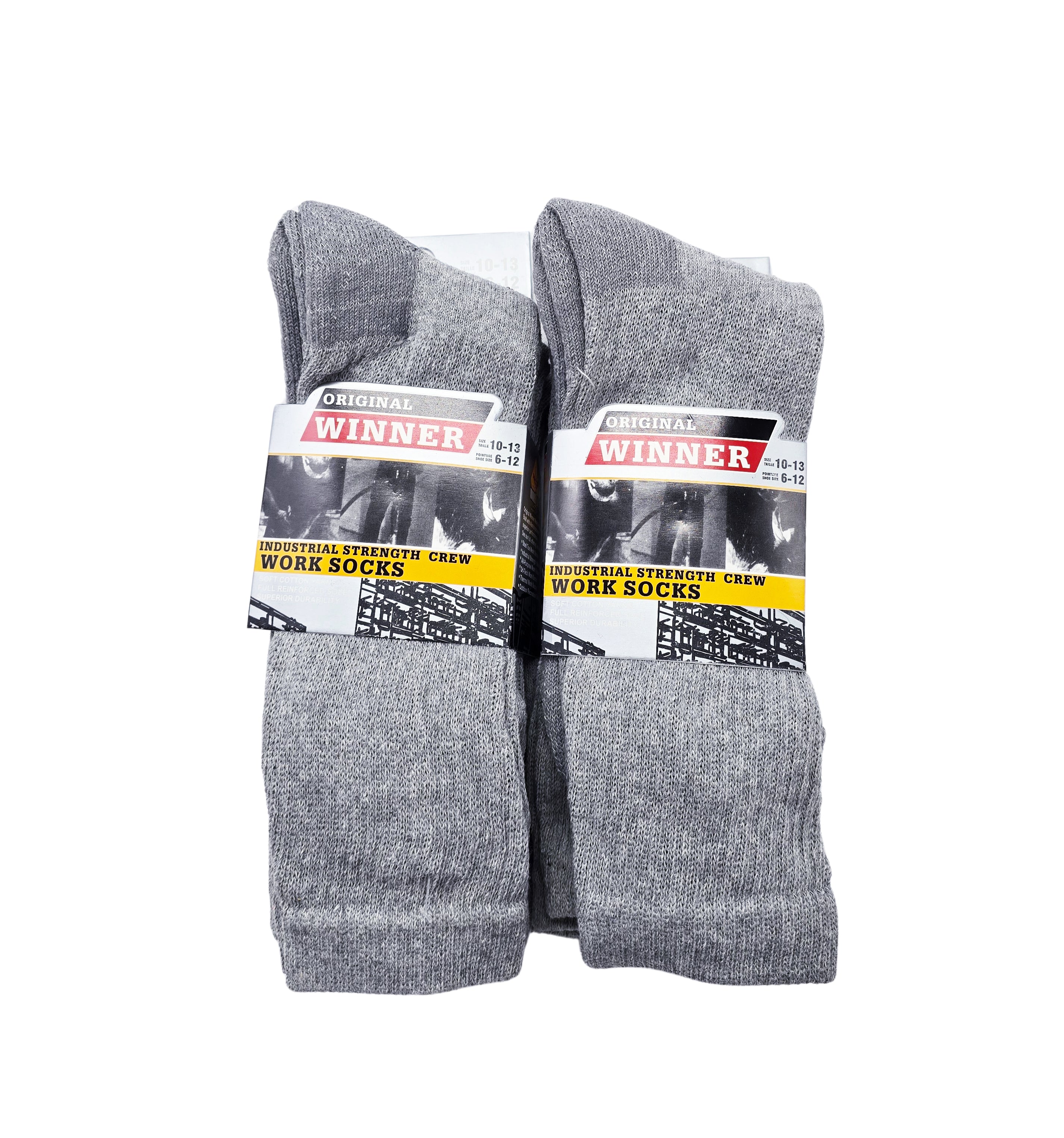 MEN'S ORIGINAL WINNER 6 PAIRS INDUSTRIAL STRENGTH LONG WORK SOCKS (GREY)