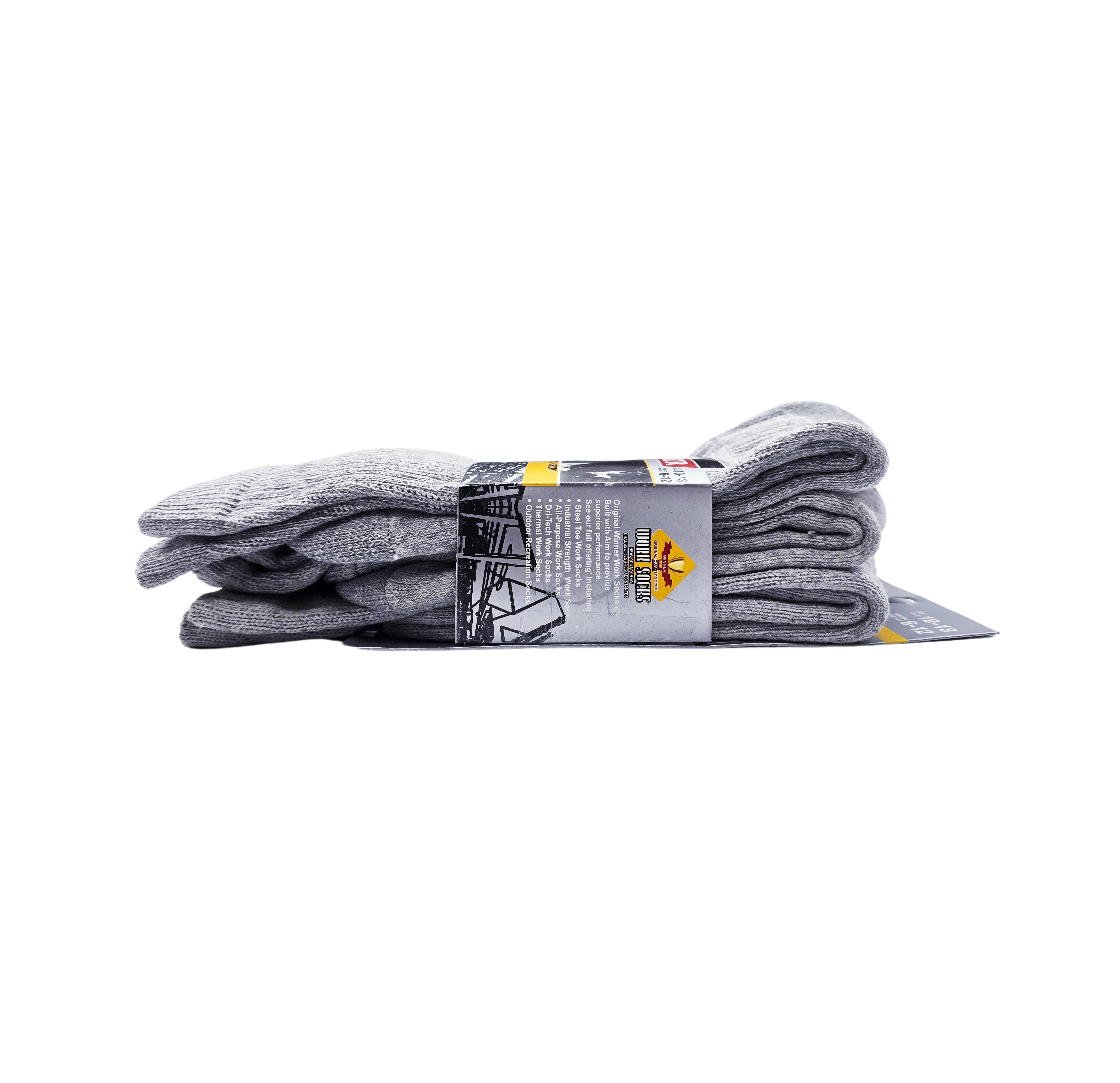 MEN'S ORIGINAL WINNER 6 PAIRS INDUSTRIAL STRENGTH LONG WORK SOCKS (GREY)
