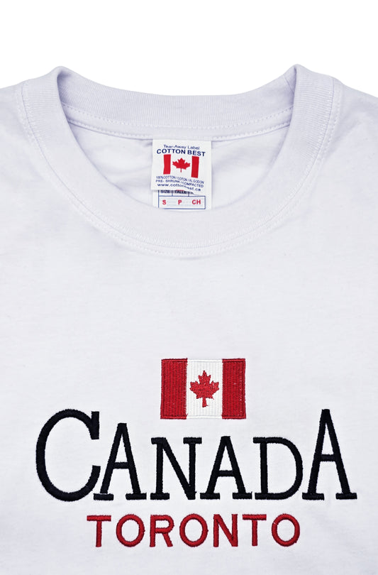 CANADA TORONTO EMBROIDERED LOGO PRINT T-SHIRT (WHITE)