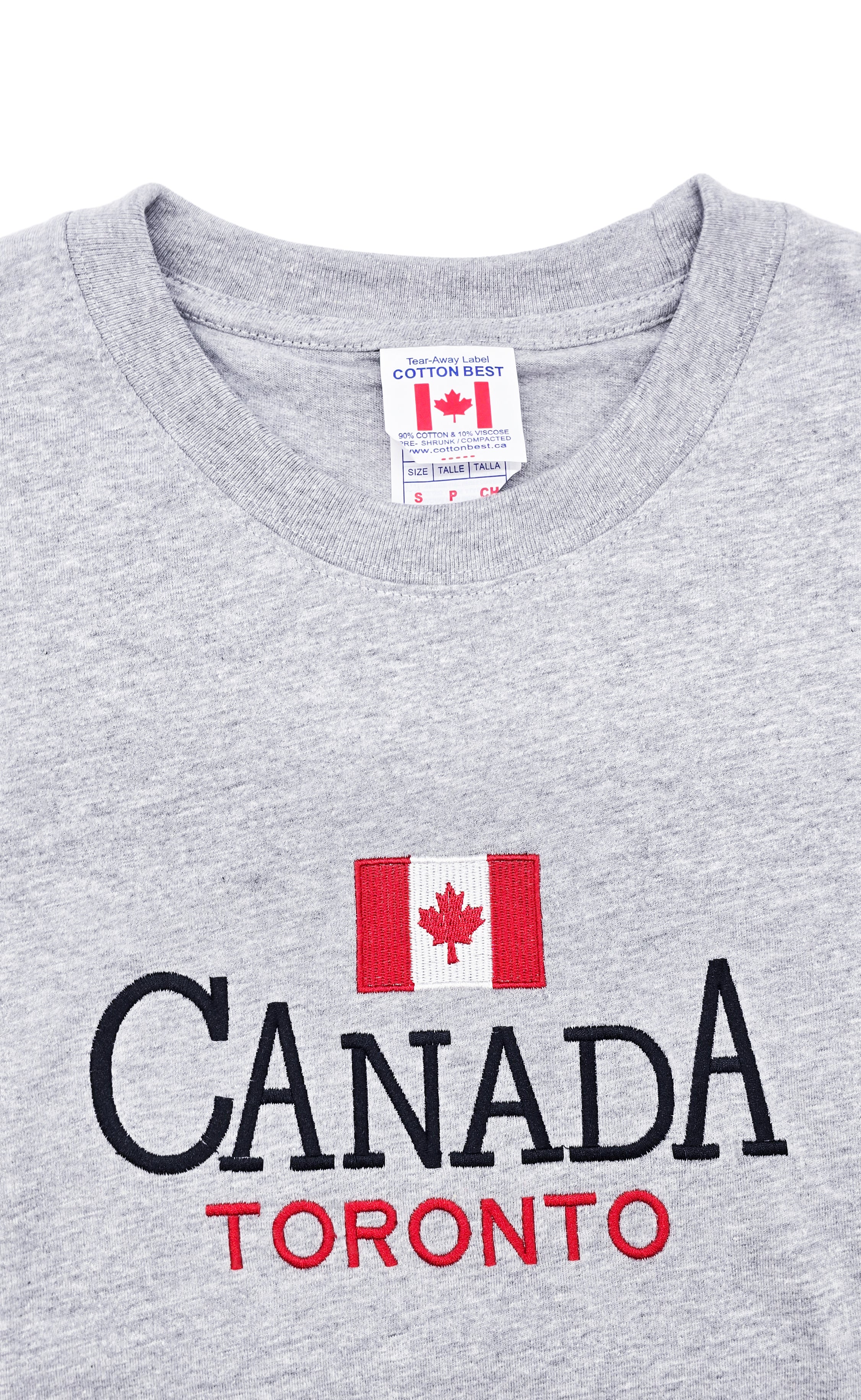 CANADA TORONTO EMBROIDERED LOGO PRINT T-SHIRT (GREY)
