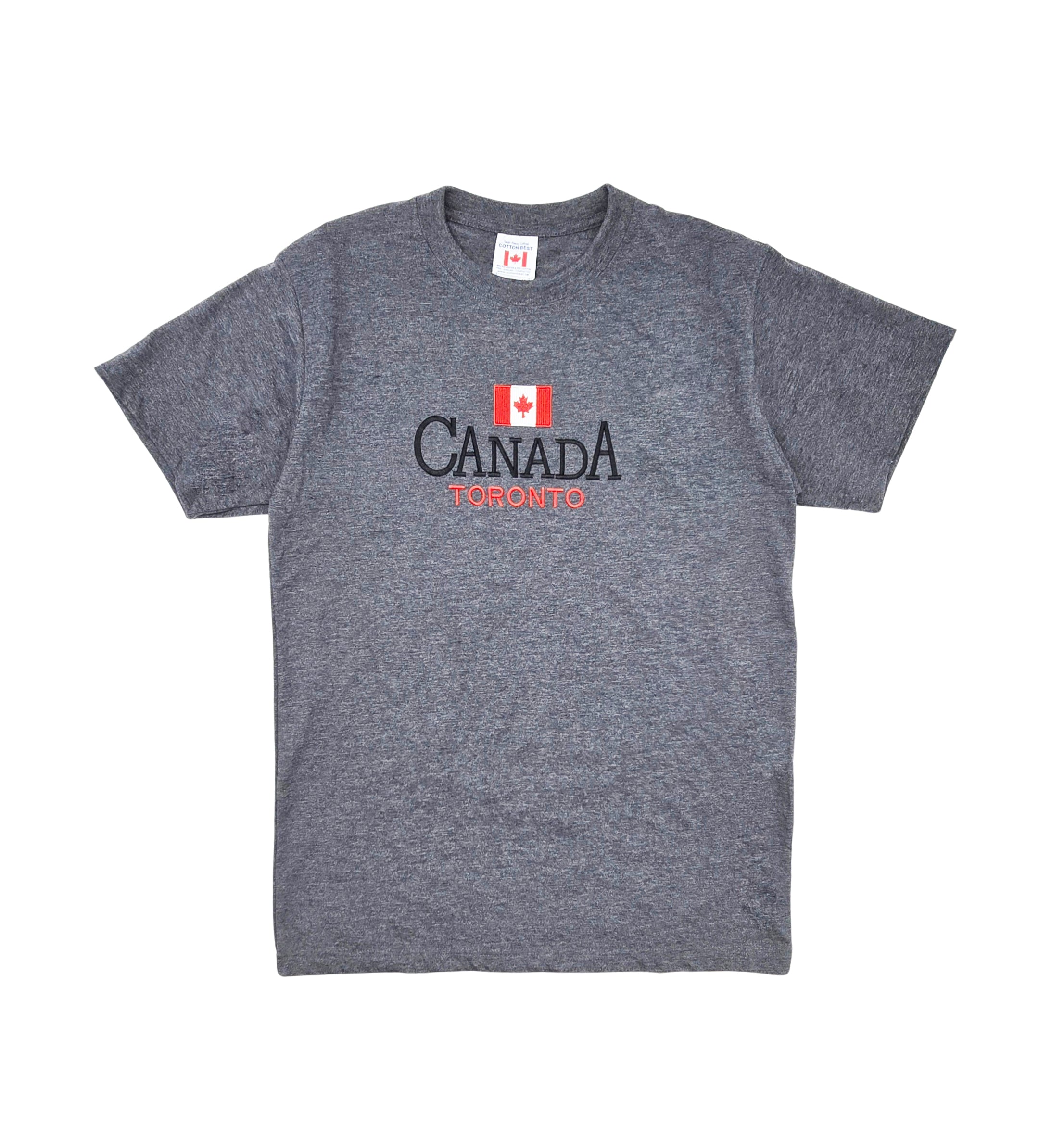 CANADA TORONTO EMBROIDERED LOGO PRINT T-SHIRT (CHARCOAL)