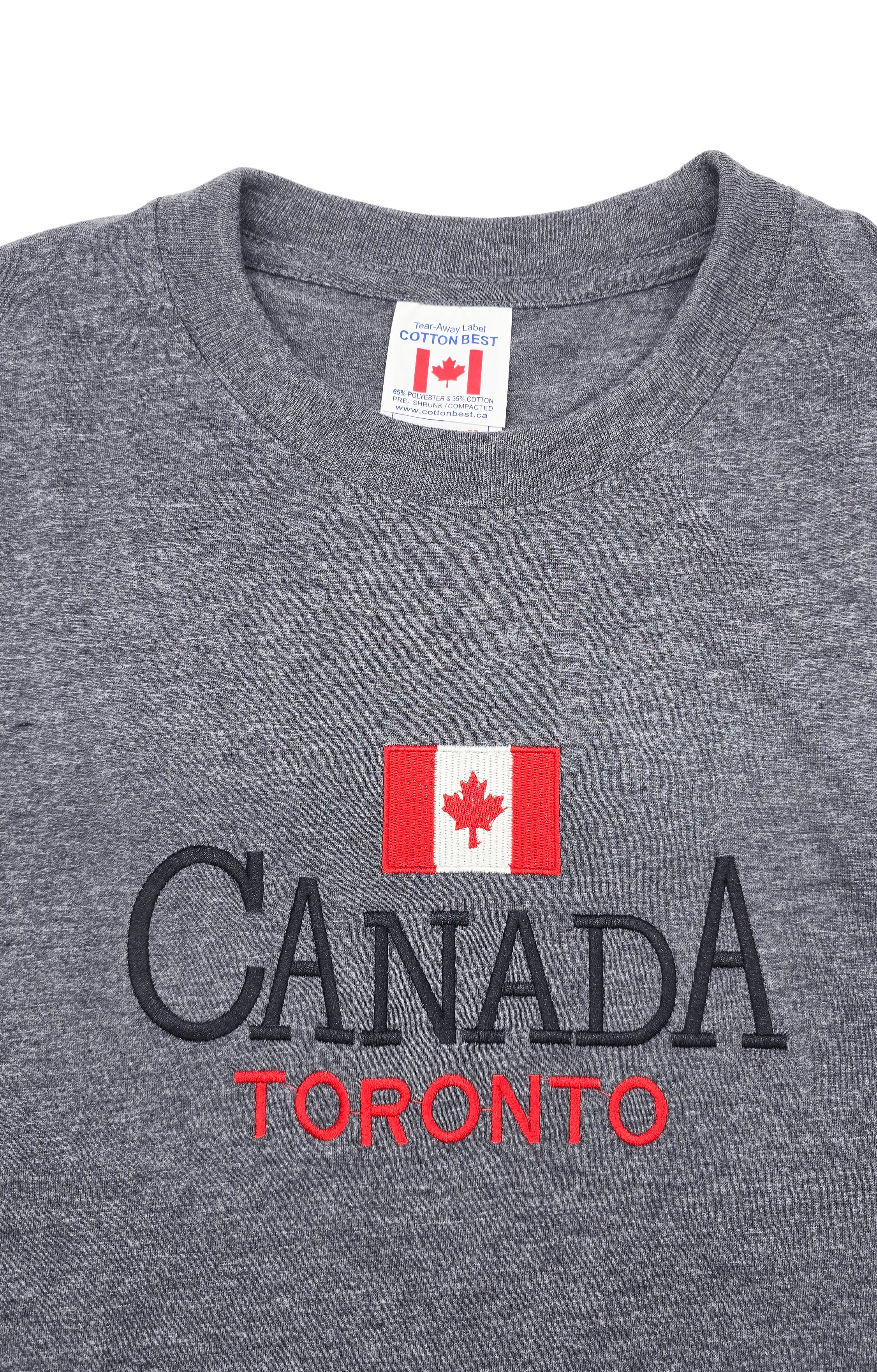 CANADA TORONTO EMBROIDERED LOGO PRINT T-SHIRT (CHARCOAL)