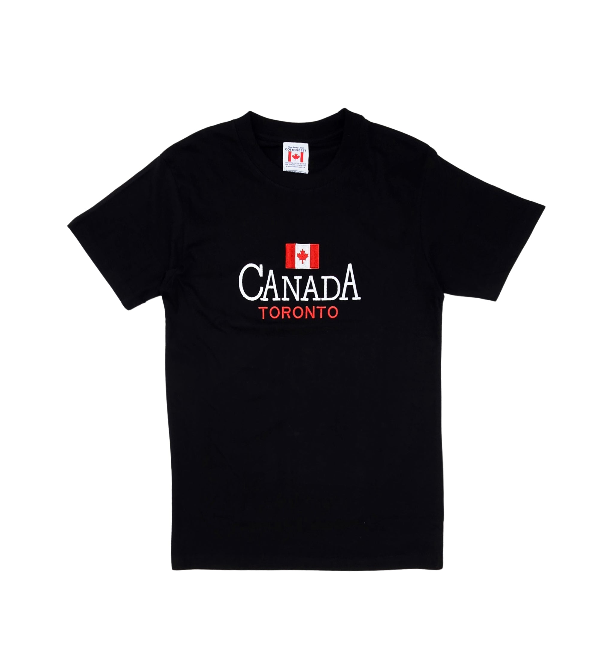 CANADA TORONTO EMBROIDERED LOGO PRINT T-SHIRT (BLACK)