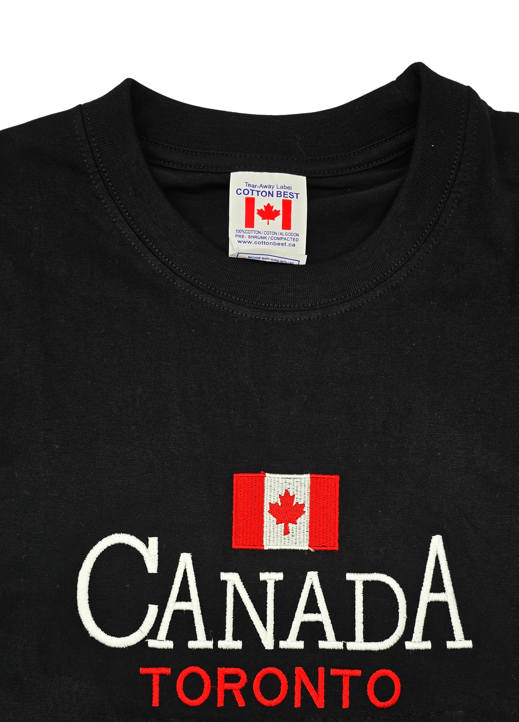CANADA TORONTO EMBROIDERED LOGO PRINT T-SHIRT (BLACK)