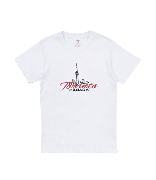 TORONTO CANADA EMBROIDERED LOGO PRINT T-SHIRT (WHITE)
