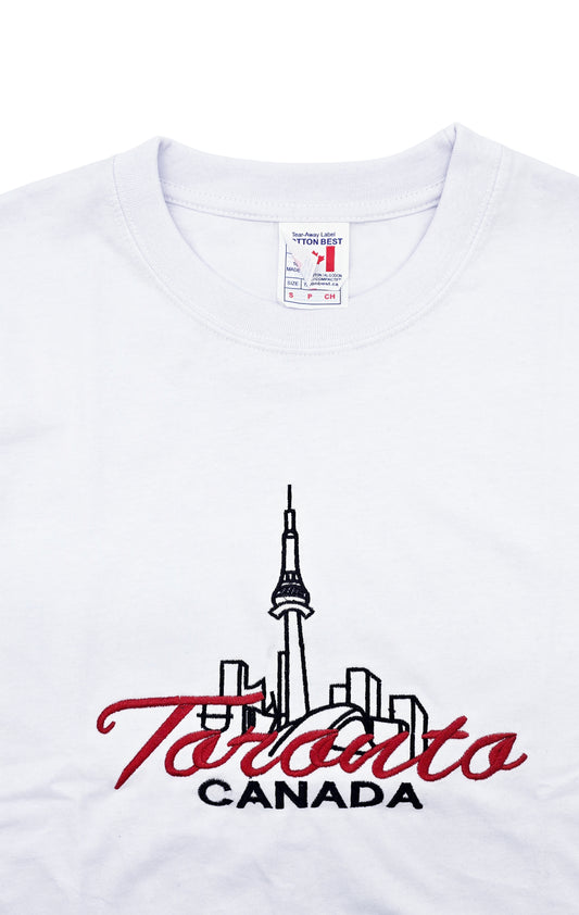 TORONTO CANADA EMBROIDERED LOGO PRINT T-SHIRT (WHITE)