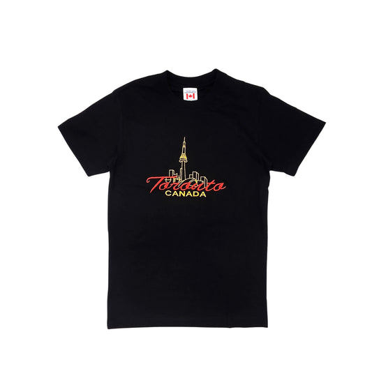 TORONTO CANADA EMBROIDERED LOGO PRINT T-SHIRT (BLACK)