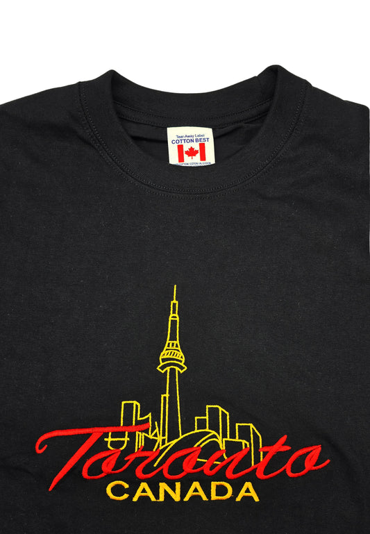 TORONTO CANADA EMBROIDERED LOGO PRINT T-SHIRT (BLACK)