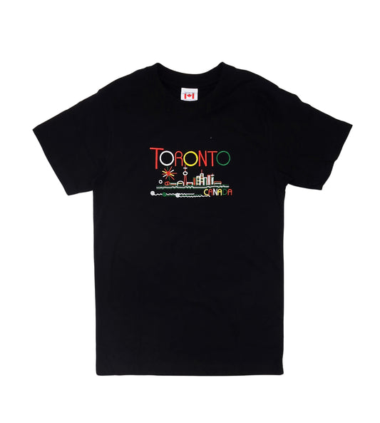TORONTO CANADA EMBROIDERED LOGO PRINT T-SHIRT (BLACK)