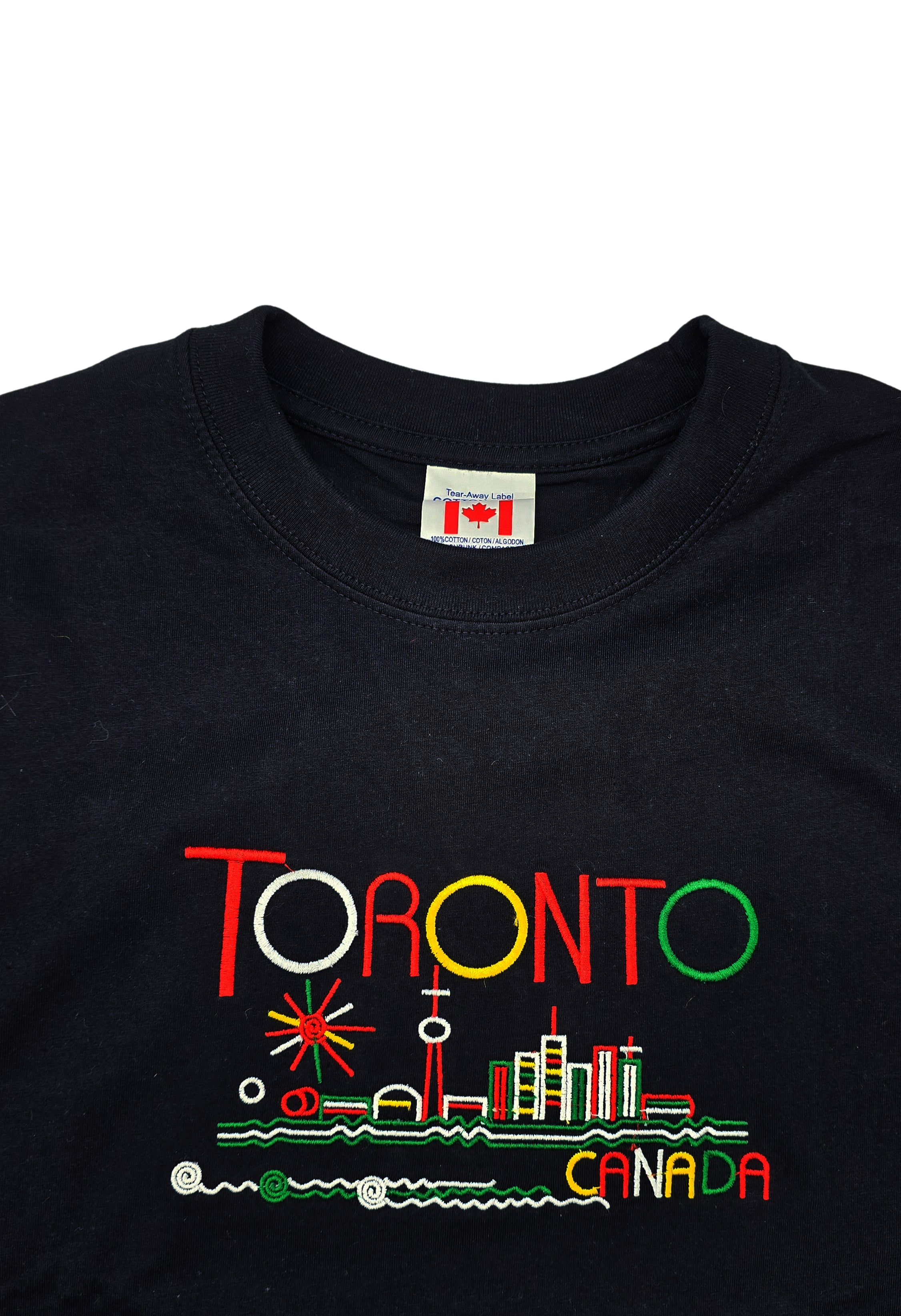 TORONTO CANADA EMBROIDERED LOGO PRINT T-SHIRT (BLACK)