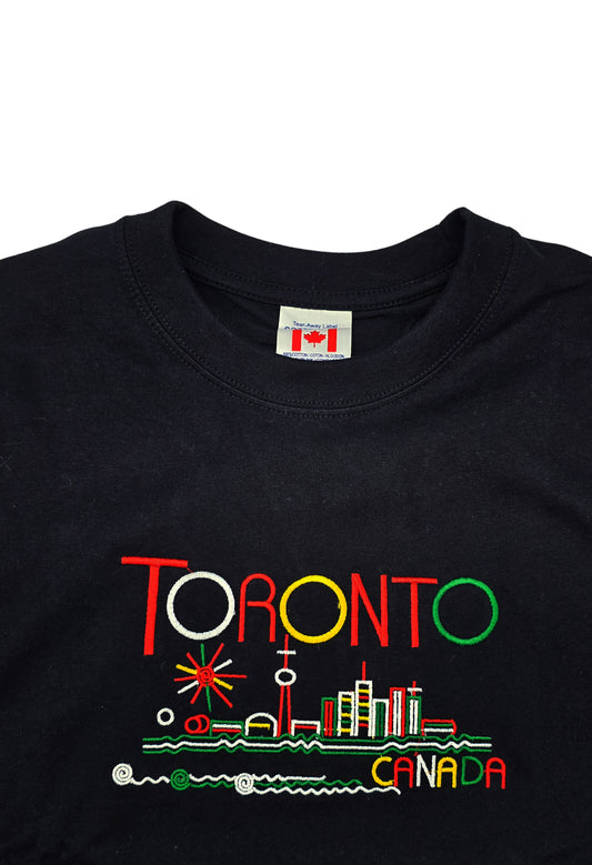 TORONTO CANADA EMBROIDERED LOGO PRINT T-SHIRT (BLACK)
