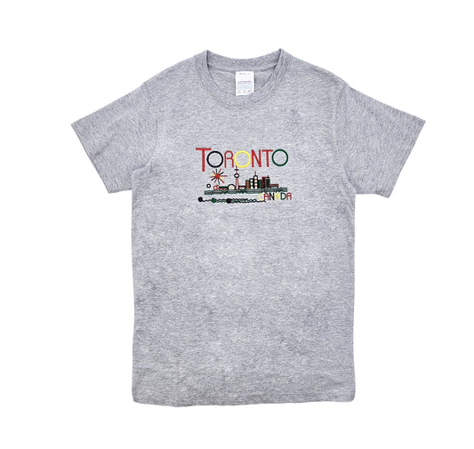 TORONTO CANADA EMBROIDERED LOGO PRINT T-SHIRT (GREY)
