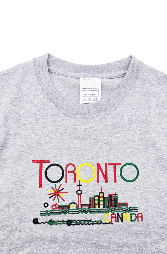 TORONTO CANADA EMBROIDERED LOGO PRINT T-SHIRT (GREY)