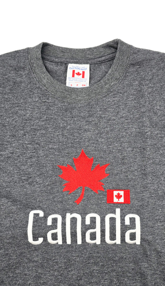 CANADA EMBROIDERED LOGO PRINT T-SHIRT (CHARCOAL)