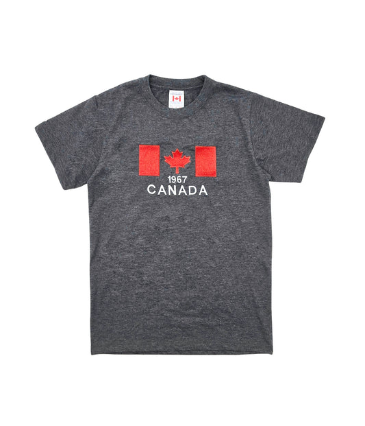 CANADA EMBROIDERED LOGO PRINT T-SHIRT (CHARCOAL)