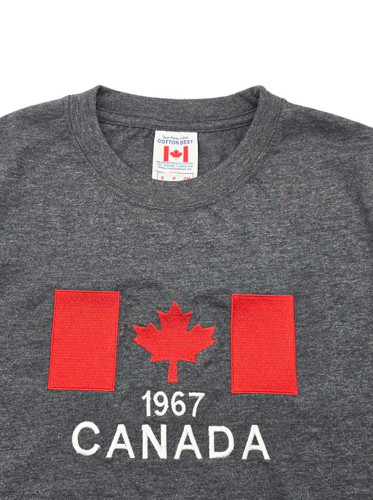 CANADA EMBROIDERED LOGO PRINT T-SHIRT (CHARCOAL)