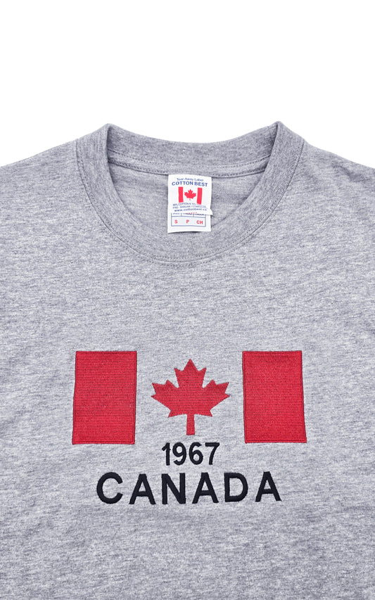 CANADA EMBROIDERED LOGO PRINT T-SHIRT (GREY)
