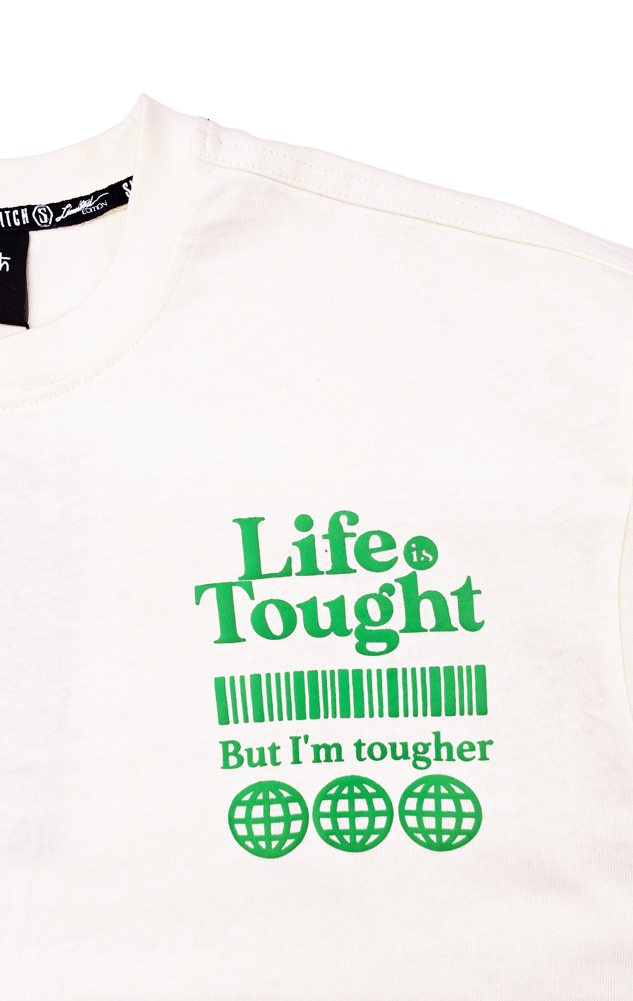 SWITCH MEN'S LIFE IS TOUGHT DROP SHOULDER EAGLE GRAPHIC T-SHIRT (CREAM)