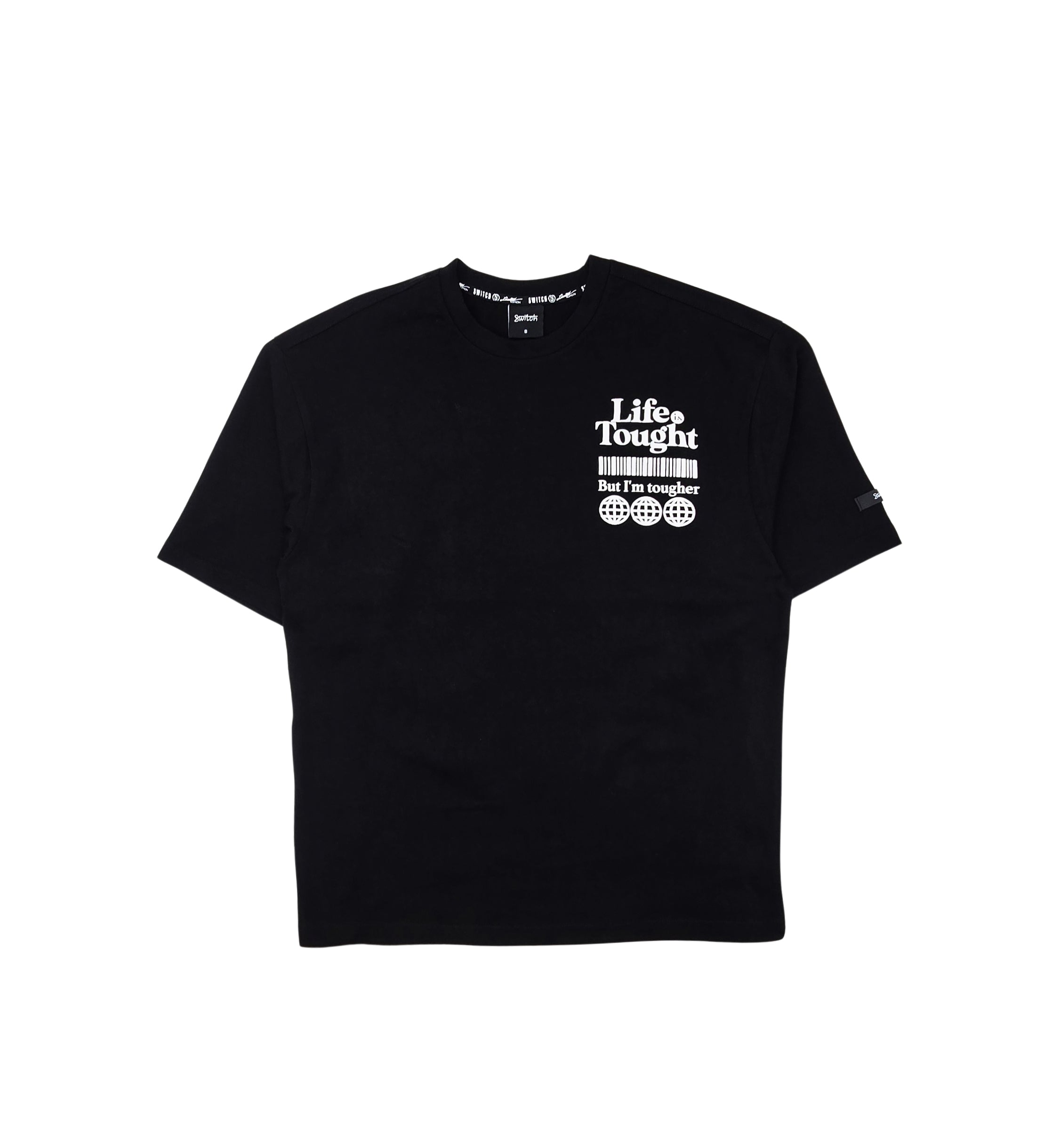 SWITCH MEN'S LIFE IS TOUGHT DROP SHOULDER EAGLE GRAPHIC T-SHIRT (BLACK)