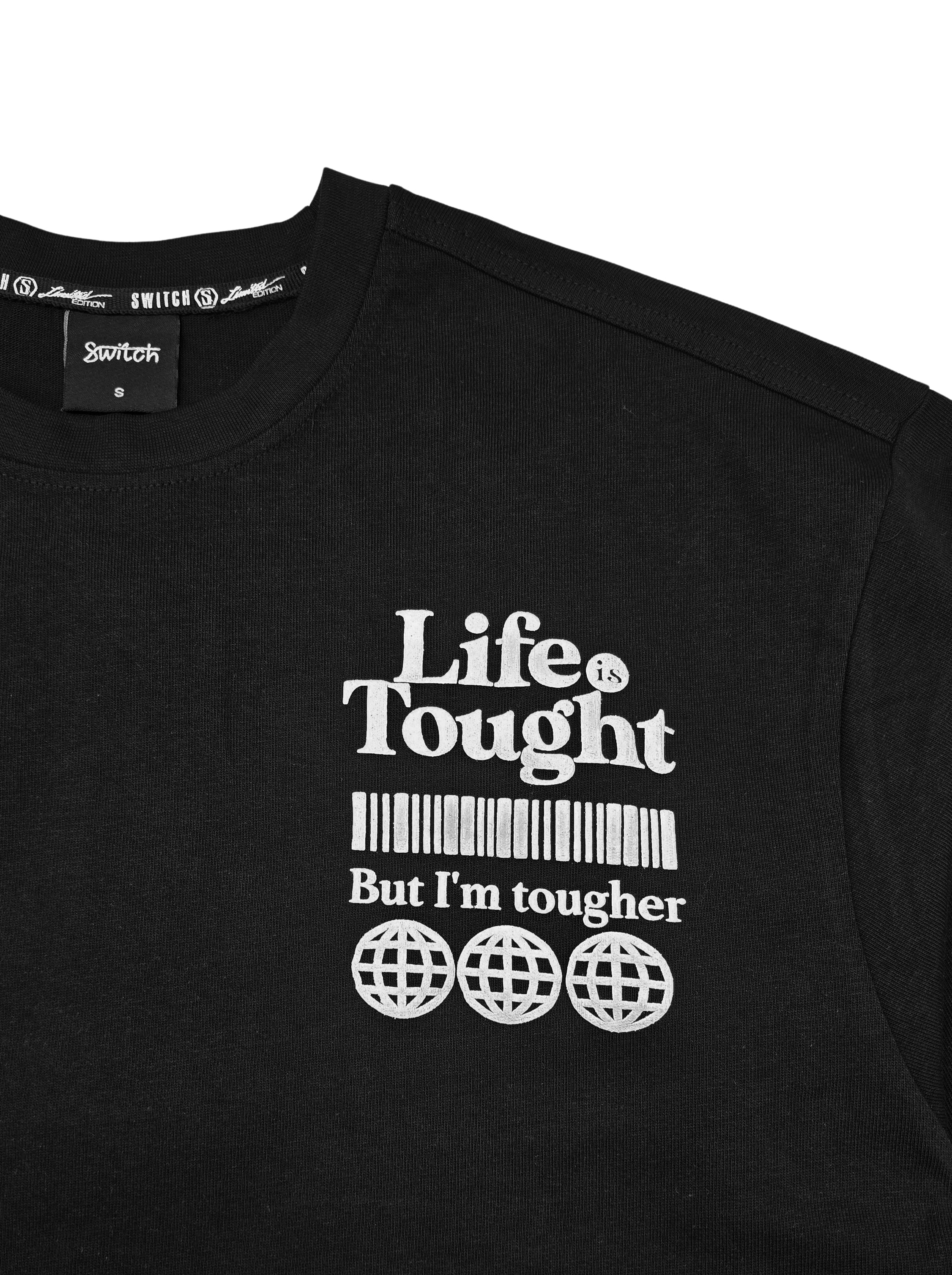 SWITCH MEN'S LIFE IS TOUGHT DROP SHOULDER EAGLE GRAPHIC T-SHIRT (BLACK)