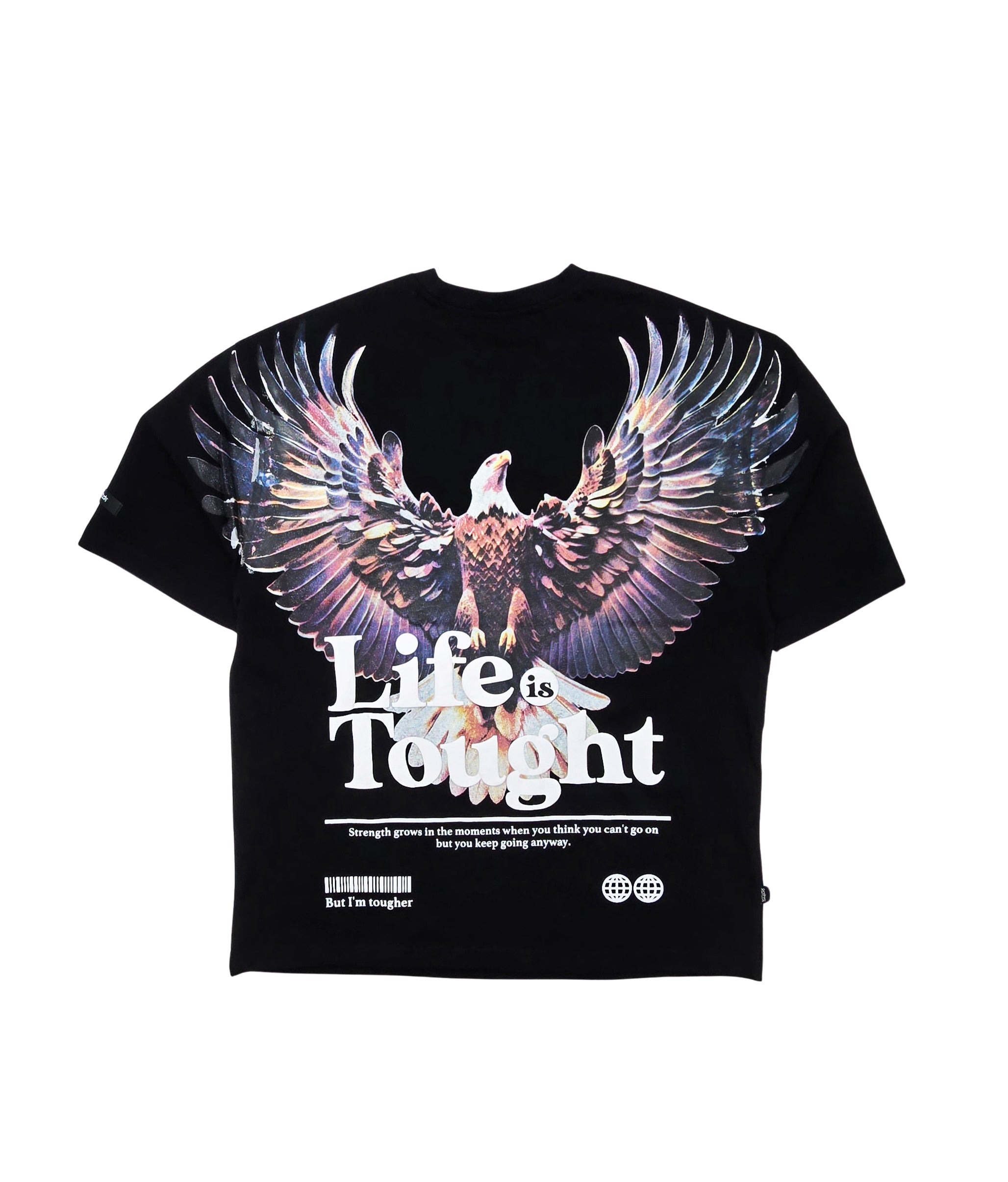 SWITCH MEN'S LIFE IS TOUGHT DROP SHOULDER EAGLE GRAPHIC T-SHIRT (BLACK)
