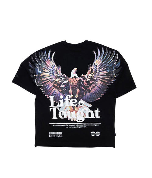 SWITCH MEN'S LIFE IS TOUGHT DROP SHOULDER EAGLE GRAPHIC T-SHIRT (BLACK)