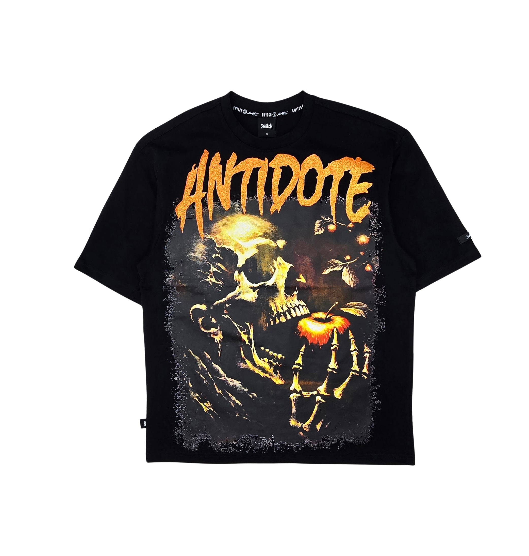 SWITCH MEN'S ANTIDOTE SKULL DROP SHOULDER GRAPHIC T-SHIRT (BLACK)