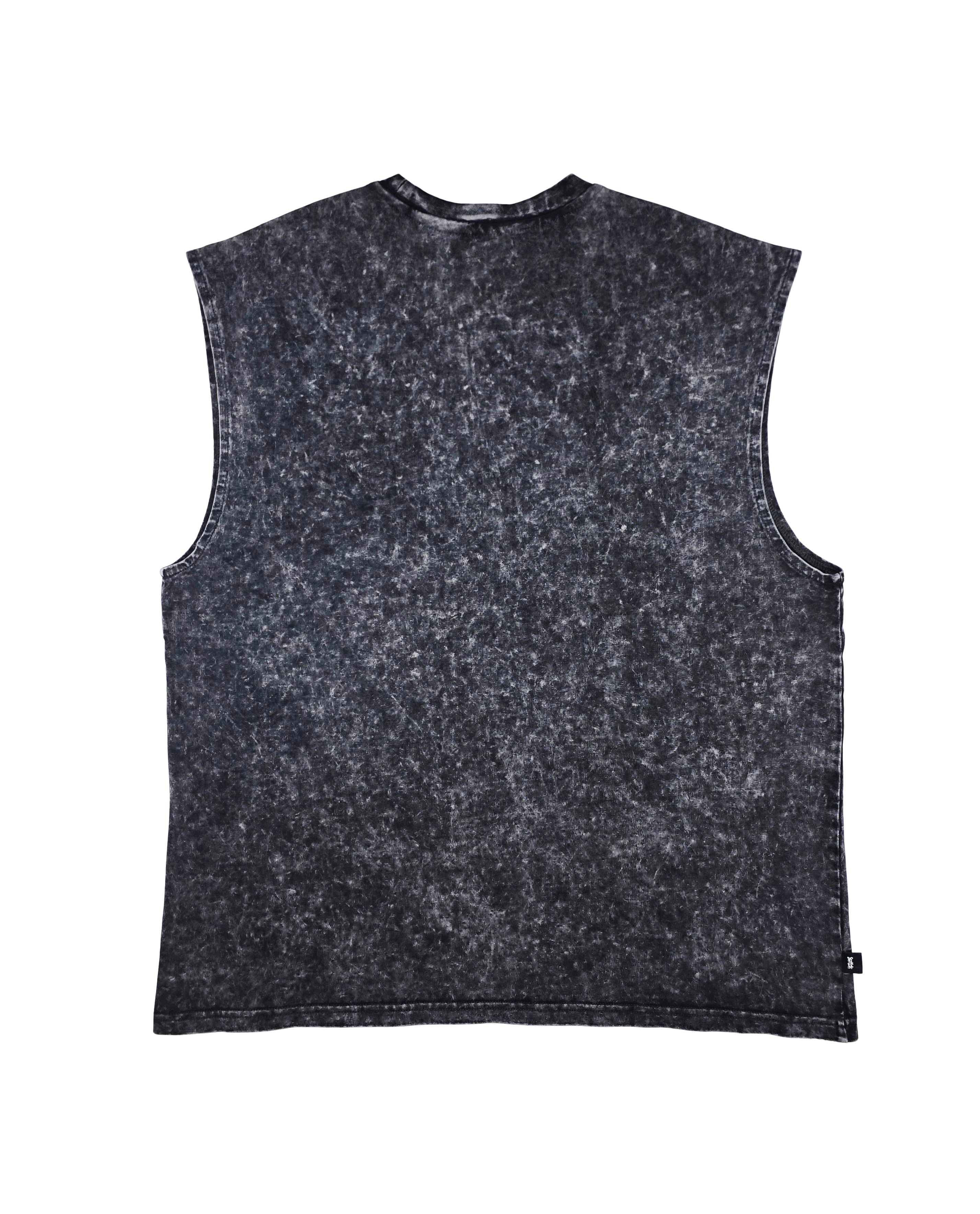 SWITCH MEN'S STRANGER THAN YESTERDAY GRAPHIC CUT-OFF SLEEVELESS MUSCLE TANK TOP (BLACK)