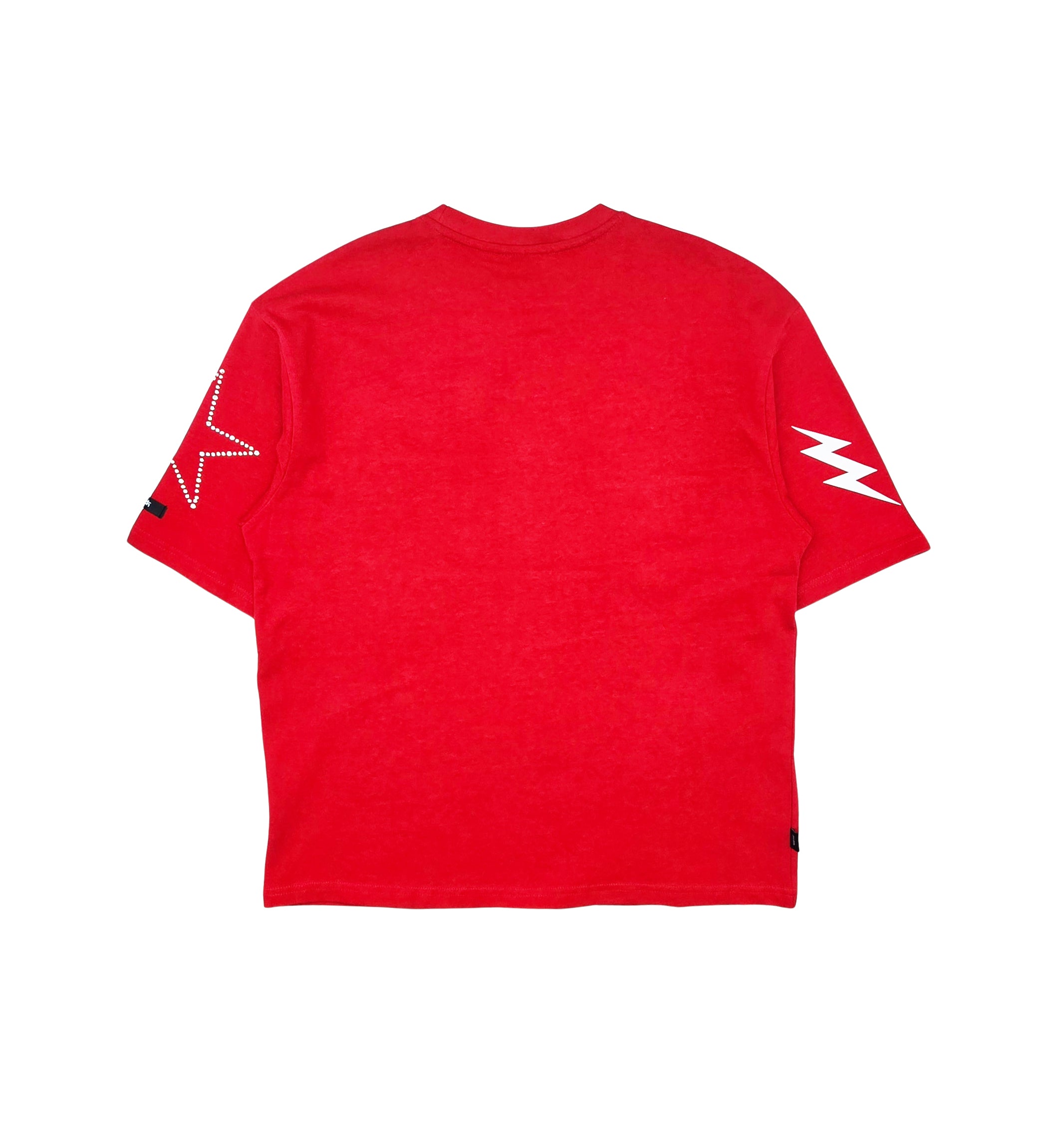 SWITCH MEN'S CONQUERS GRAPHIC & RHINESTONE T-SHIRT/SHORTS SET (RED)