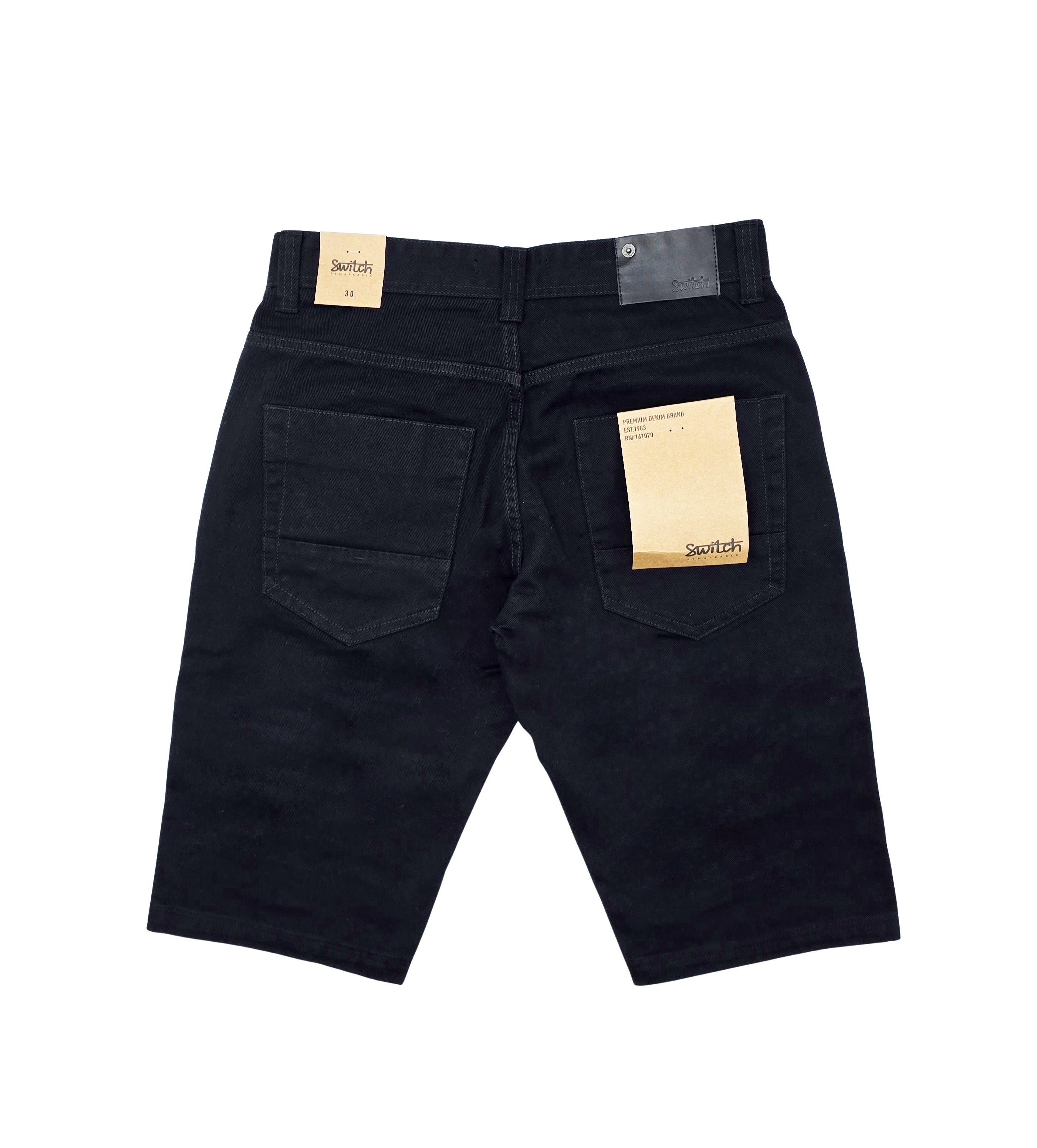 SWITCH MEN'S RIPPED DENIM SHORTS (JET BLACK)