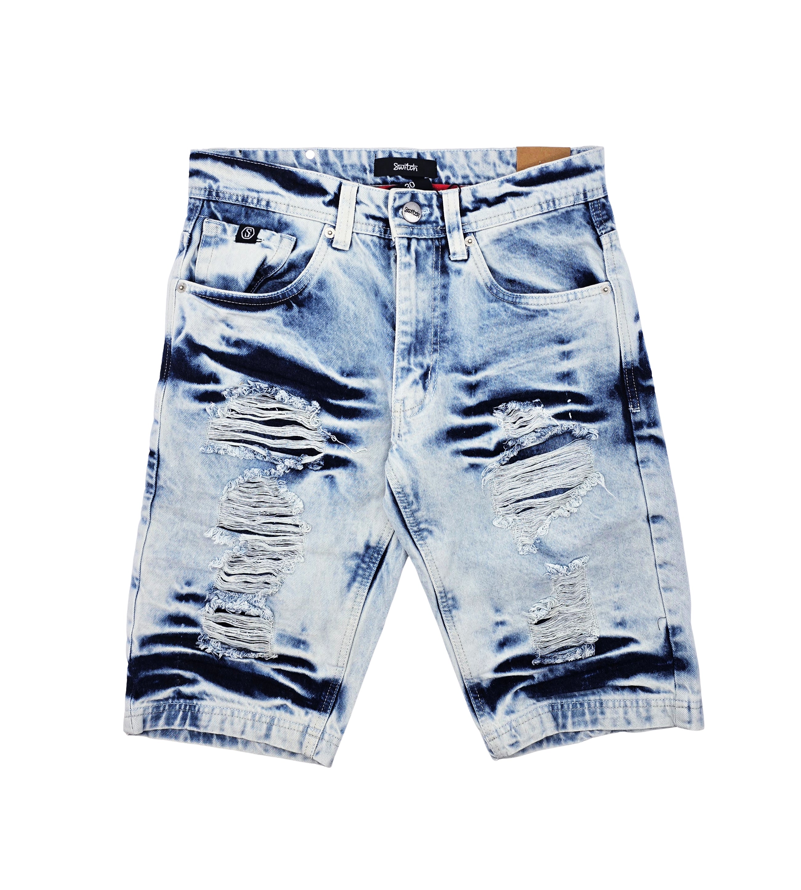 SWITCH MEN'S RIPPED DENIM SHORTS (ICE BLUE)