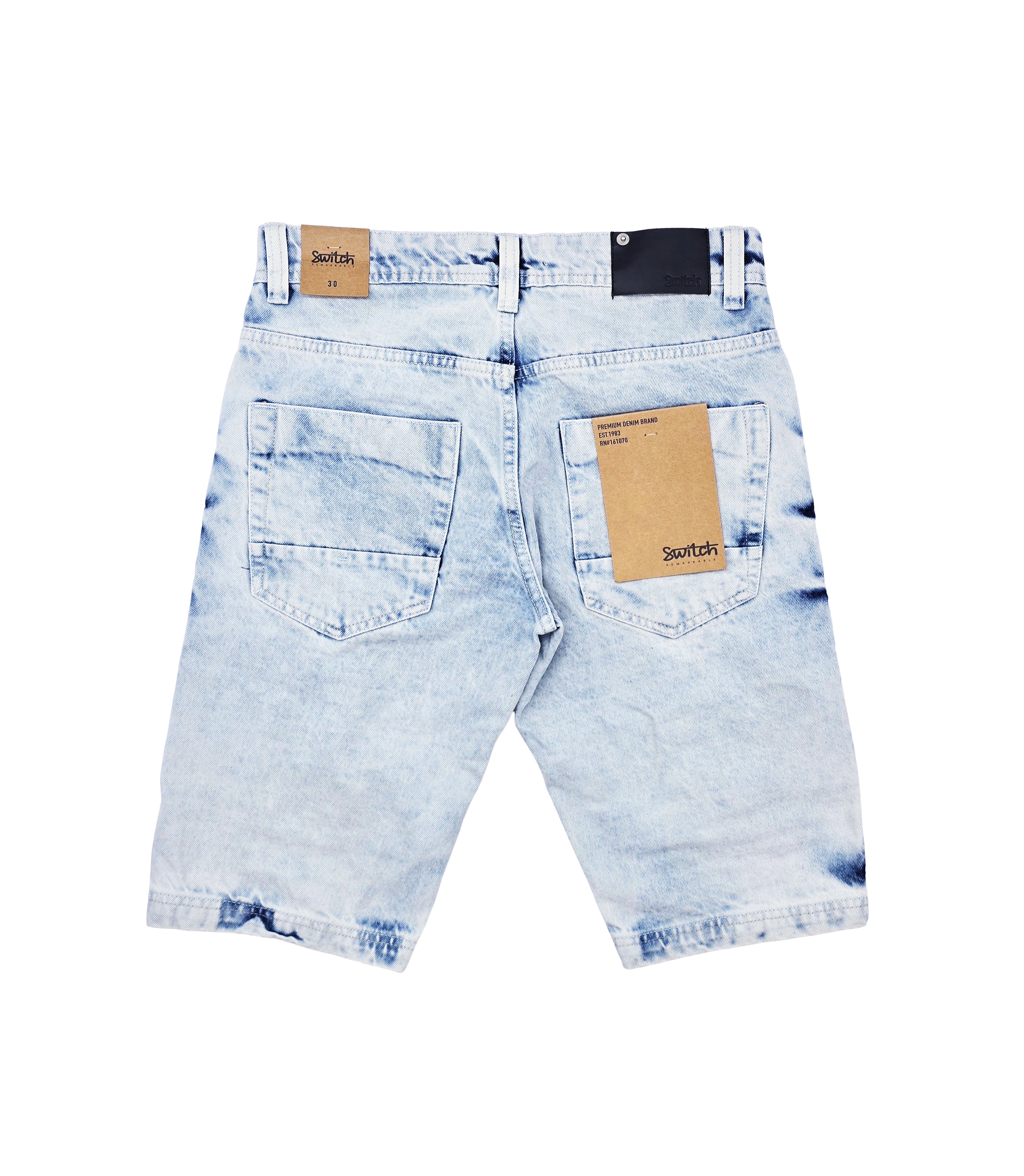 SWITCH MEN'S RIPPED DENIM SHORTS (ICE BLUE)