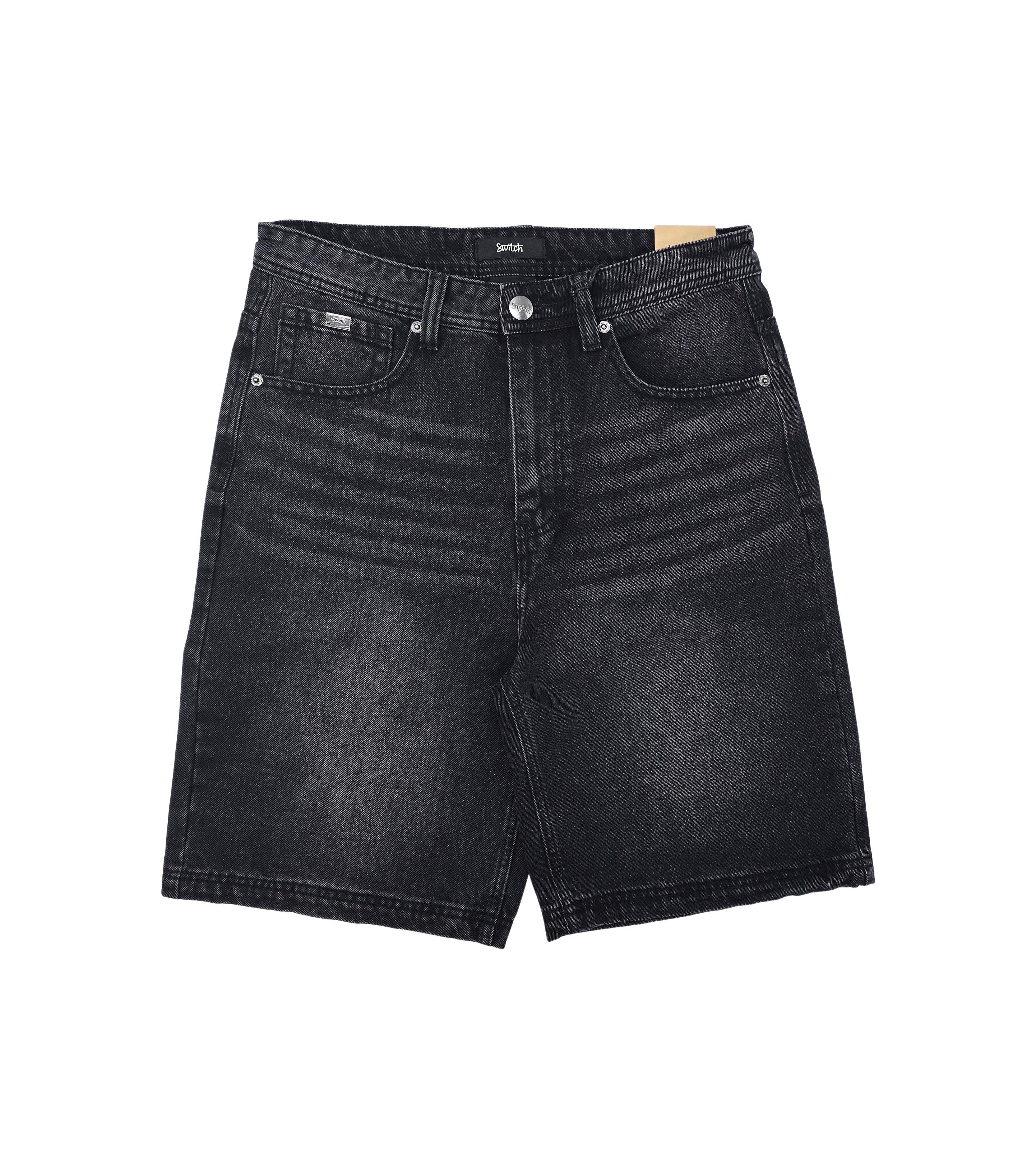 SWITCH MEN'S DENIM LONG BAGGY (JORTS) SHORTS (BLACK)